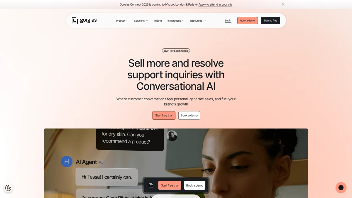 Gorgias landing page