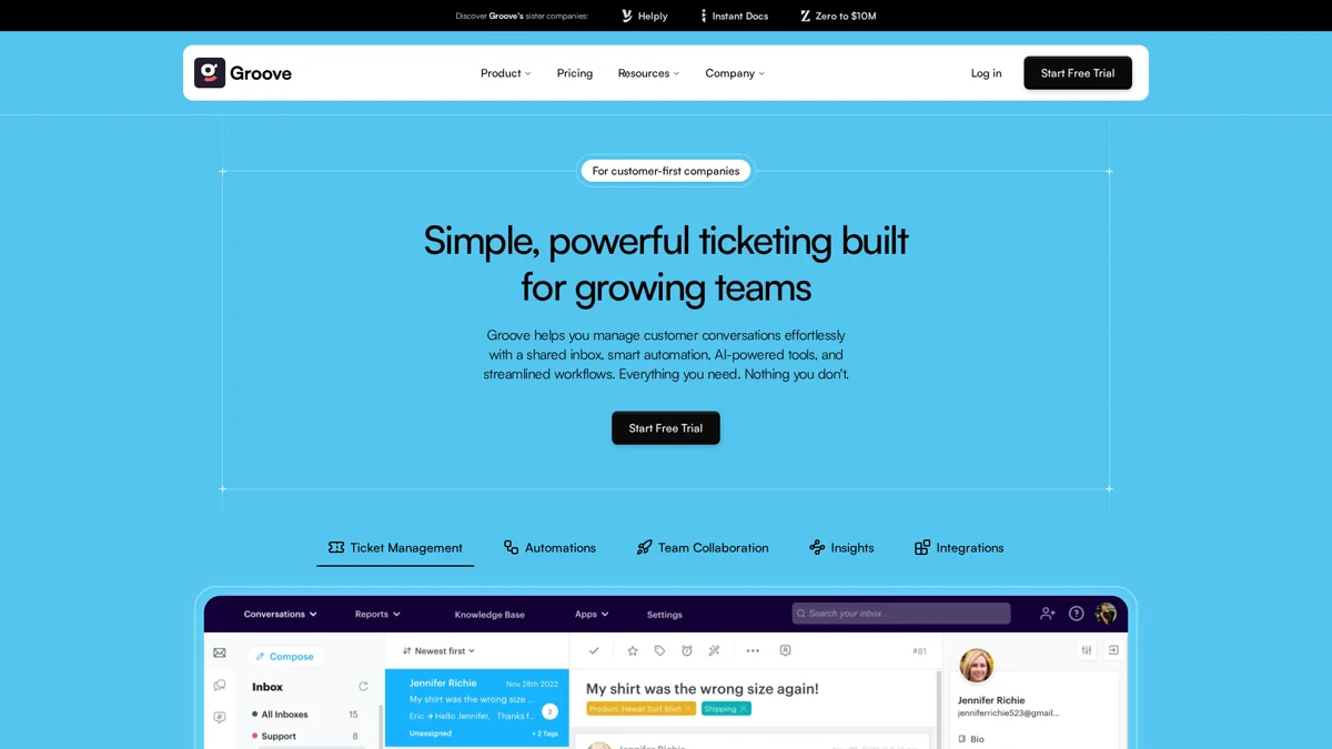 Groove HQ landing page