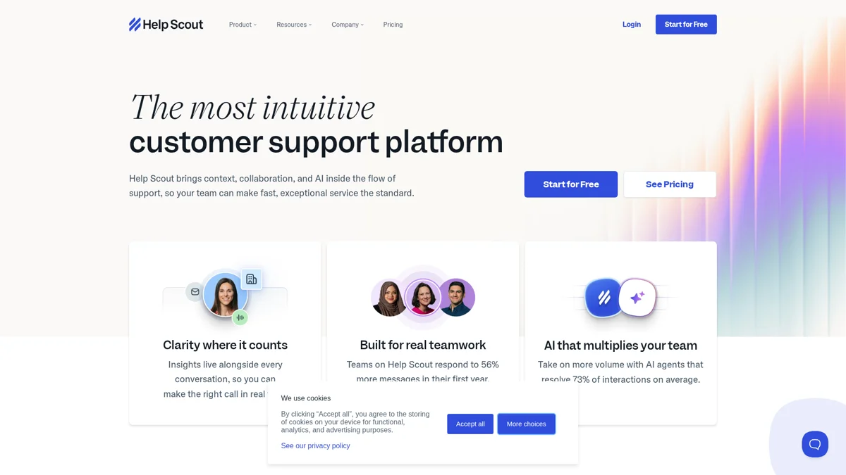 Help Scout landing page