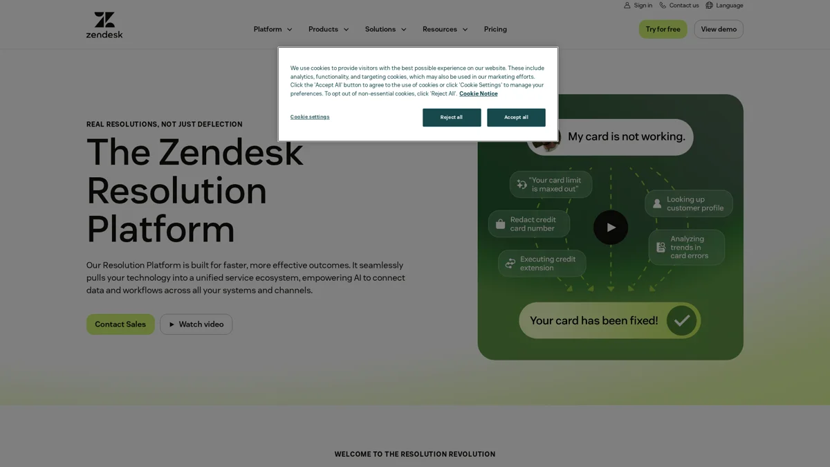 Smooch (Sunshine Conversations) landing page