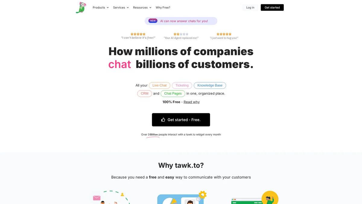 Tawk.to landing page