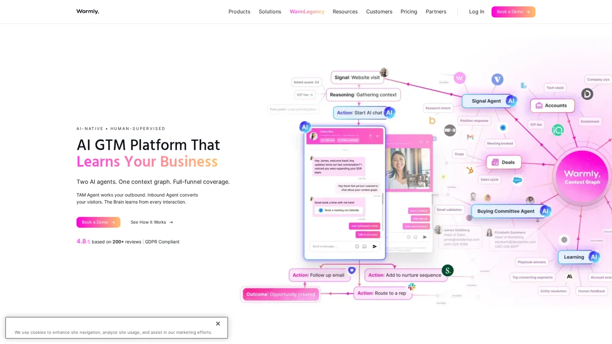Warmly landing page